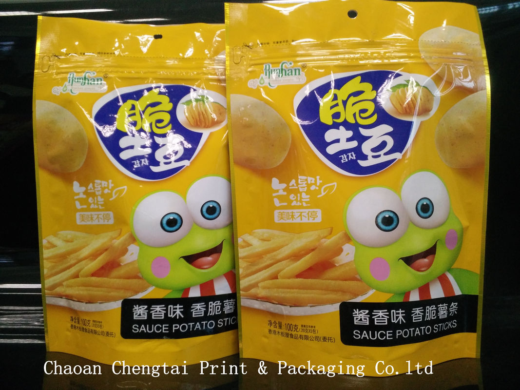 Food Grade Snack Packaging Bags With Ziplock For Tomato Chips