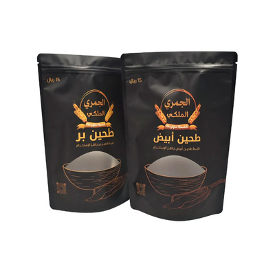 الطباعة الرقمية المخصصة البلاستيكية القابلة لإعادة إغلاق السكر حقيبة التعبئة والتغليف لتخزين الأغذية مع زيبلوك نافذة واضحة الوقوف فوق الحقيبة