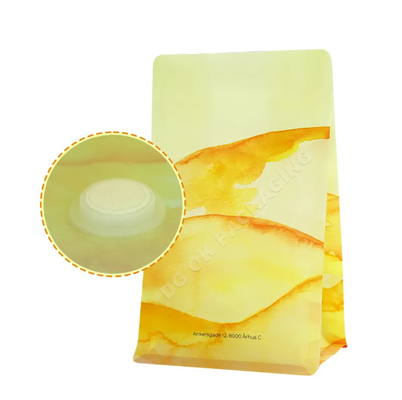 شعار مخصص غسط الجانبي أسفل مسطح حبوب القهوة التعبئة والعلب 100g 150g 250g 500g 1kg أكياس مع صمام