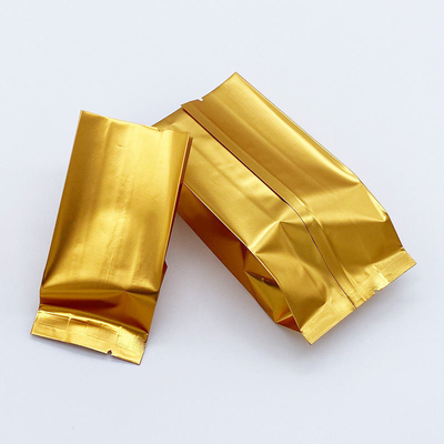 أكياس شاي من رقائق الألومنيوم ذات جوانب مخصصة وشكل مسطح وقاعدة قائمة مع ختم حراري CPP و PE لتغليف المواد الغذائية البلاستيكية