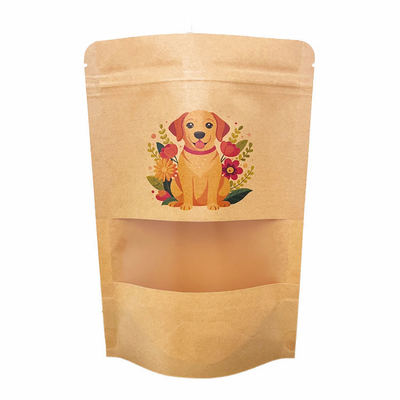 تغليف صديق للبيئة لحبوب القهوة والشاي والوجبات الخفيفة من الورق المقوى ورق الكرافت أكياس شفافة واقفة قابلة لإعادة الإغلاق بسحاب وشعار مخصص