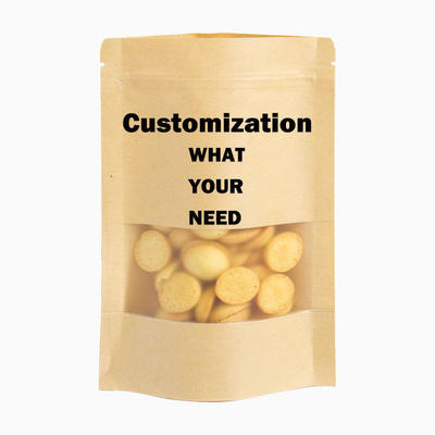 تغليف صديق للبيئة لحبوب القهوة والشاي والوجبات الخفيفة من الورق المقوى ورق الكرافت أكياس شفافة واقفة قابلة لإعادة الإغلاق بسحاب وشعار مخصص