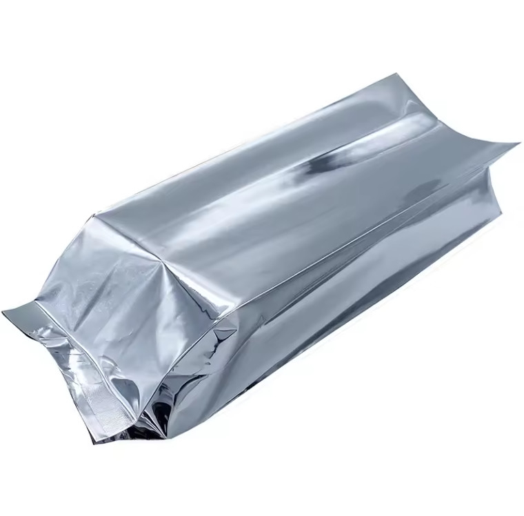 ورق الألومنيوم الفضي اللاميني الملمع الساخن الختم الخلفي الختم الجانبي غوسيت الغذاء تغليف الحقيبة كيس حبوب القهوة