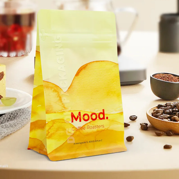 شعار مخصص غسط الجانبي أسفل مسطح حبوب القهوة التعبئة والعلب 100g 150g 250g 500g 1kg أكياس مع صمام