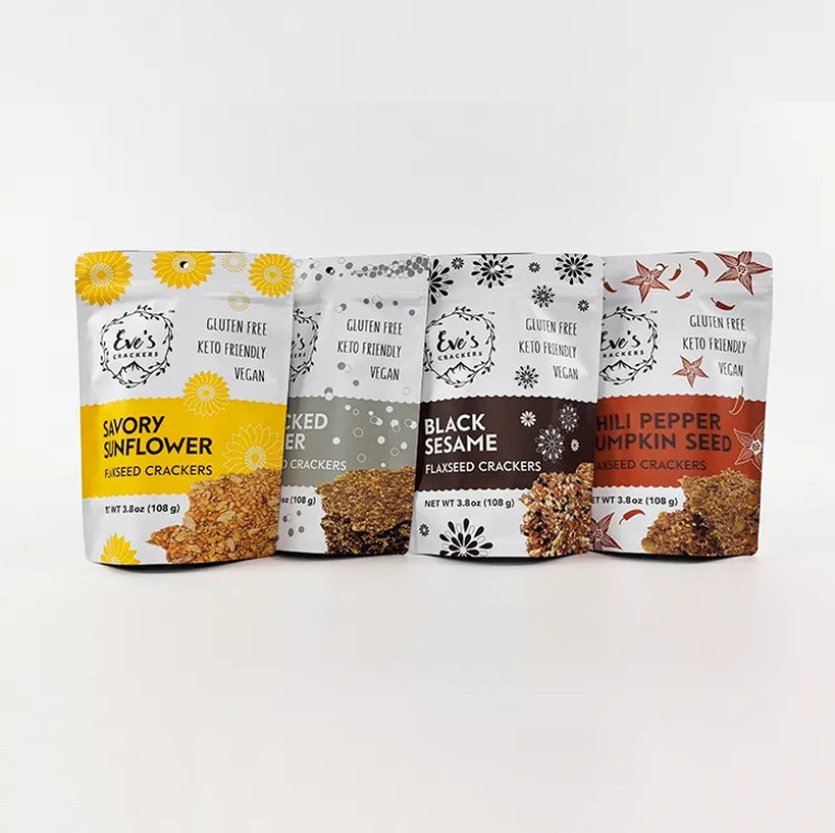 طباعة مخصصة 100g 250g 500g الوقوف الحقيبة كعك بذور الكتان ضد الرائحة سحب الغذاء