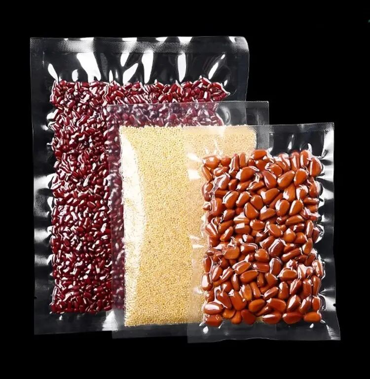 مبيعات المصنع المباشرة لأكياس تغليف الطعام المصنوعة من النايلون والمغلقة من ثلاثة جوانب، وأكياس الطعام الشفافة عالية الشفافية، وأكياس البلاستيك PE، 100 قطعة